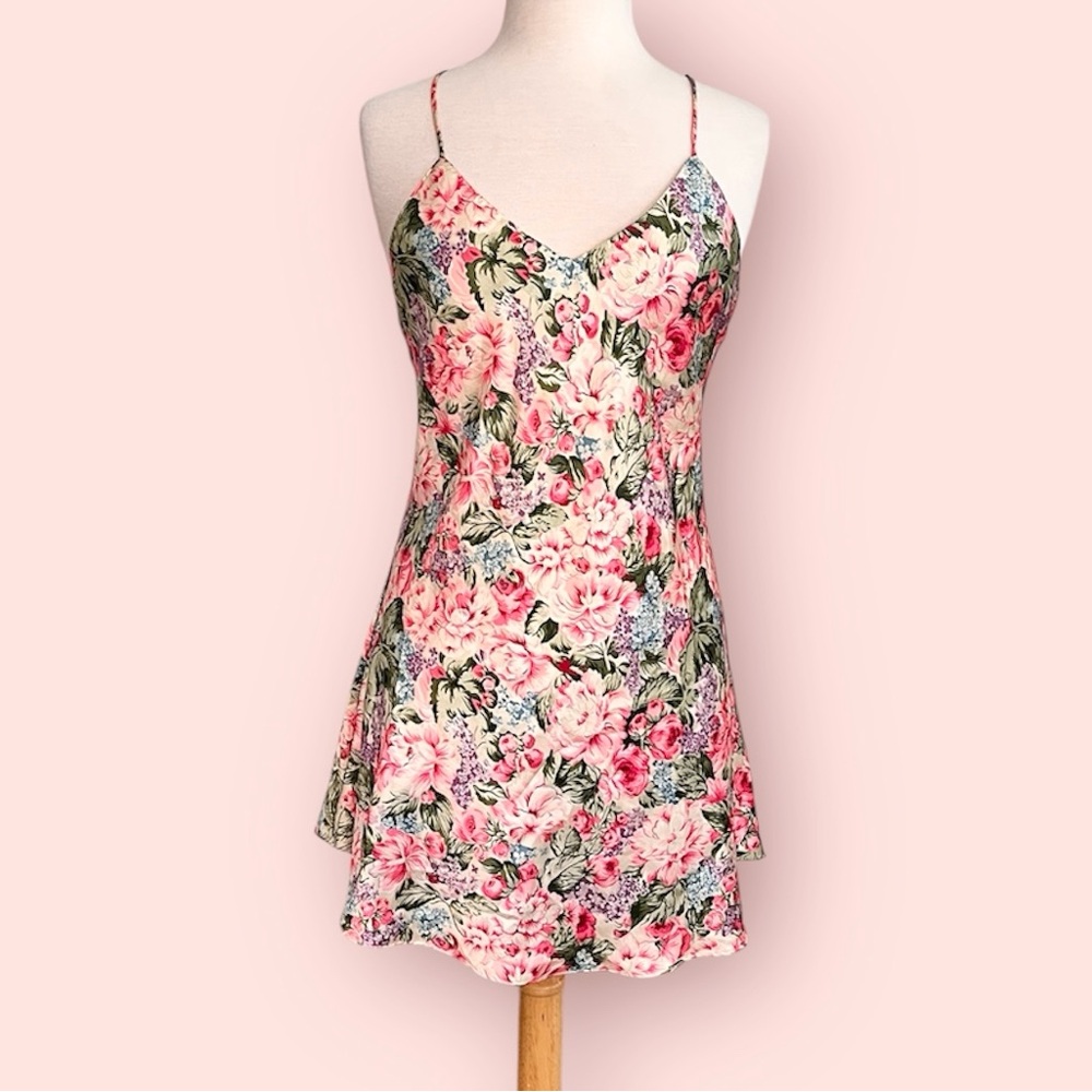 Kathryn Vintage Nightgown Nightie Chemise Slip Dress Lingerie Floral M Medium